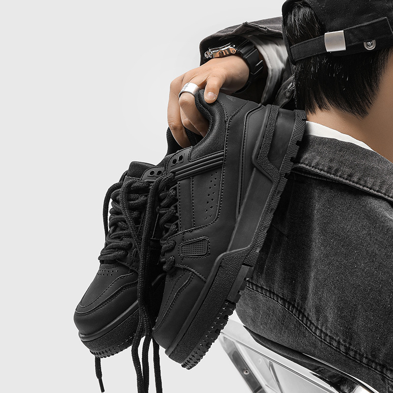 Stylish Fashion Vintage Women Men Solid Leather Shoes Sneaker Walk Lace Up Leather Round Toe Flat Soft Sole Rock Gothic Punk Casual Shoes