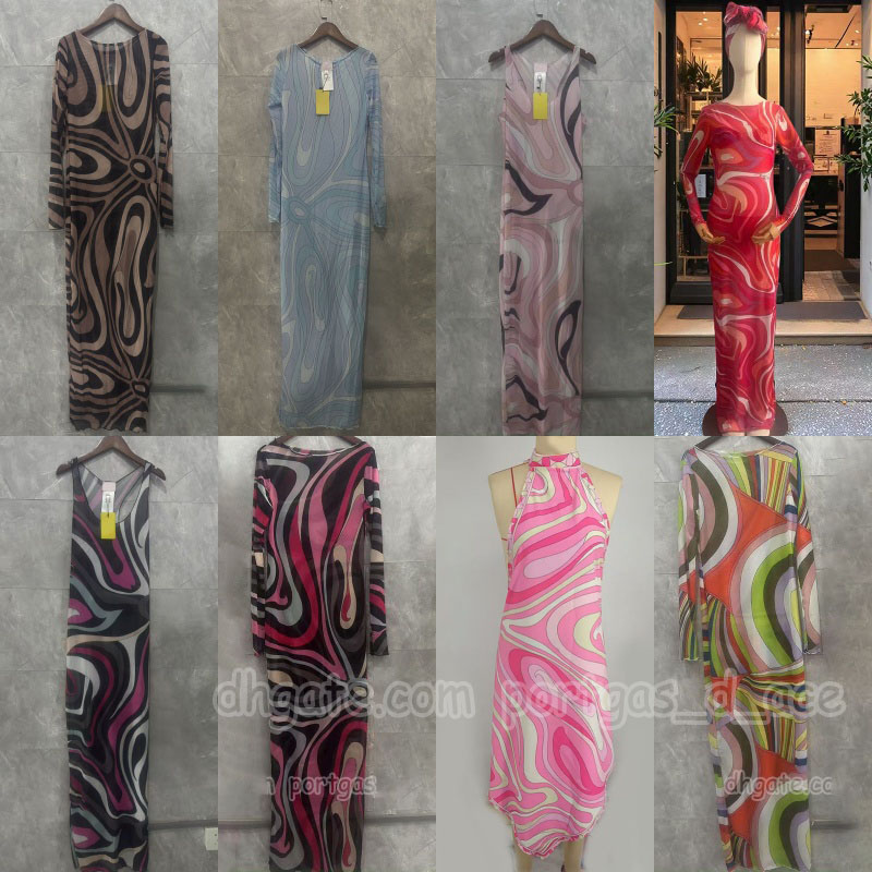 Luxury Women Swim Cover Up Dress Skirt Designer Color Blocked Sarong Dresses Summer Beach Vacation Resort Dress-image-922471197