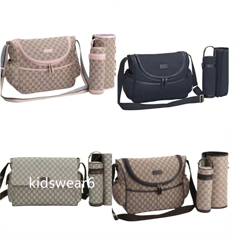Sac de maman étanche à couches de concepteur 3 Sac à couches set bébé fermeture à glissière marron à plaid G06