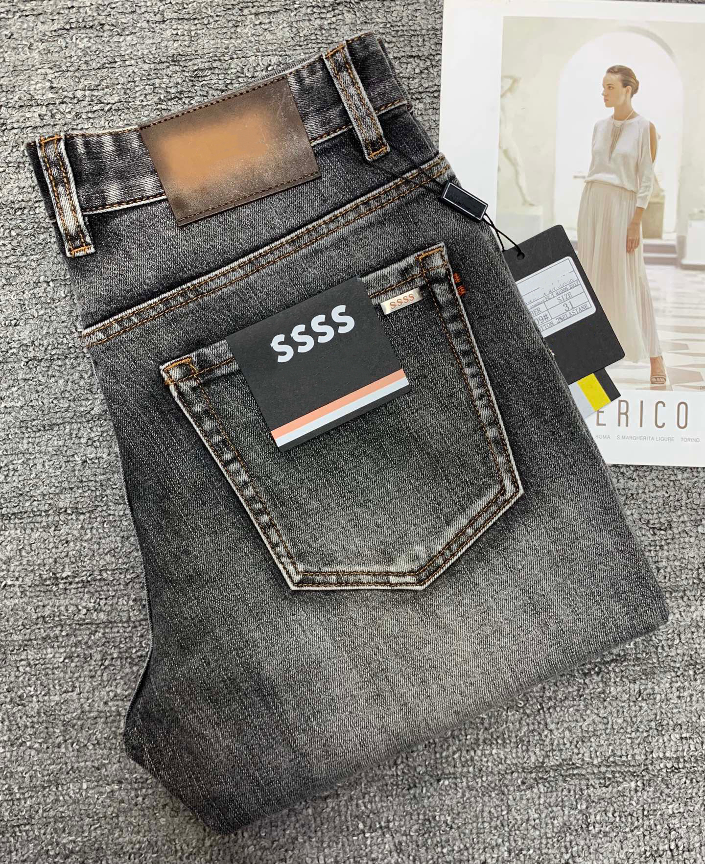 Western Cowboy Jeans, Slim Fit Long Business Style, Casual Luxury Men's Pants, Retro Vintage Classics-image-1113037873