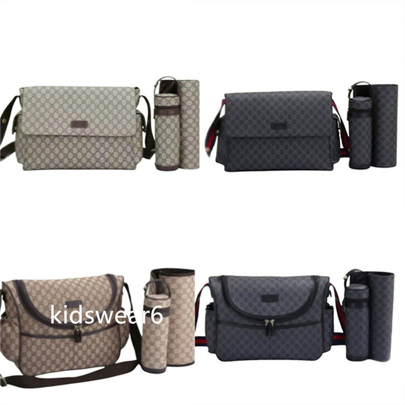 Sac de maman étanche à couches concepteurs 3 Sac à couches set bébé fermeture à glissière Brown Plaid Print G29