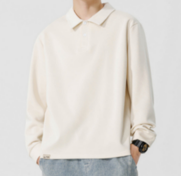 232 Men Long-sleeved Autumn and Winter Heavy Loose Solid Color Lapel Youth Casual