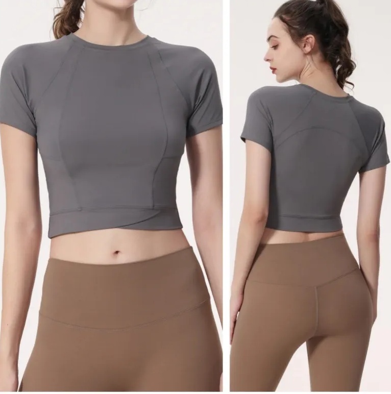 O228 Women Running Quick-Drying Short-Sleeved T-Shirts And Skinny Yoga Tops