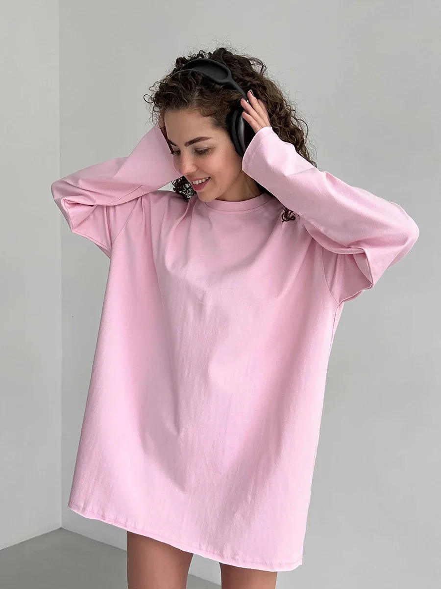 Wolfeel Women Summer 100% Cotton T-shirt Bottoming Spring Basic Fashionable Solid Lady Long Sleeve Loose Tops Shirts 250714BJ