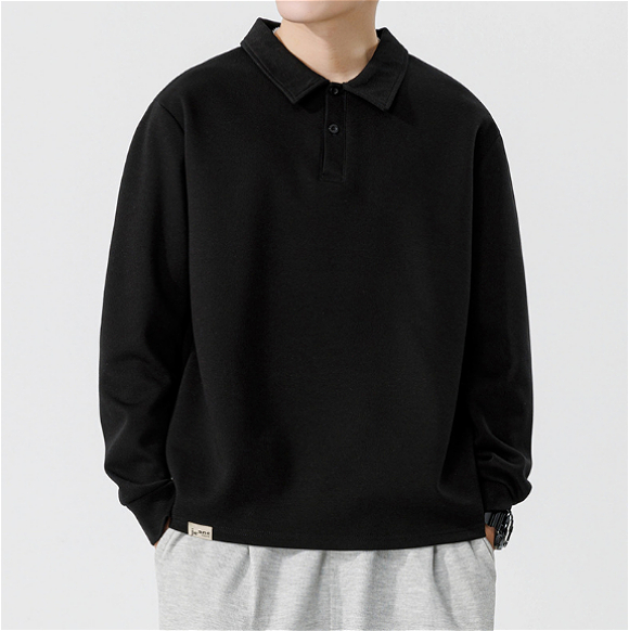 215 Men Long-sleeved Autumn and Winter Heavy Loose Solid Color Youth Casual