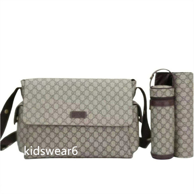 Designer sac à langer imperméable maman 3 pièces sac à langer bébé fermeture éclair imprimé à carreaux marron a55