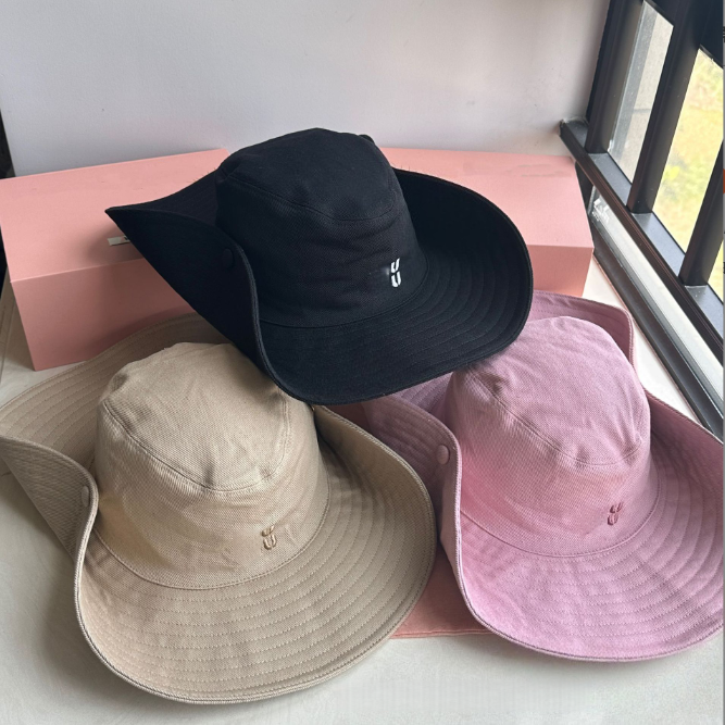 Designer Foldable Wide Edge Women's Fishing Hat Classic Brand Fashion Embroidered Summer Hat Snap on Outdoor Cowboy Sunscreen Hat Beach Mens Fi