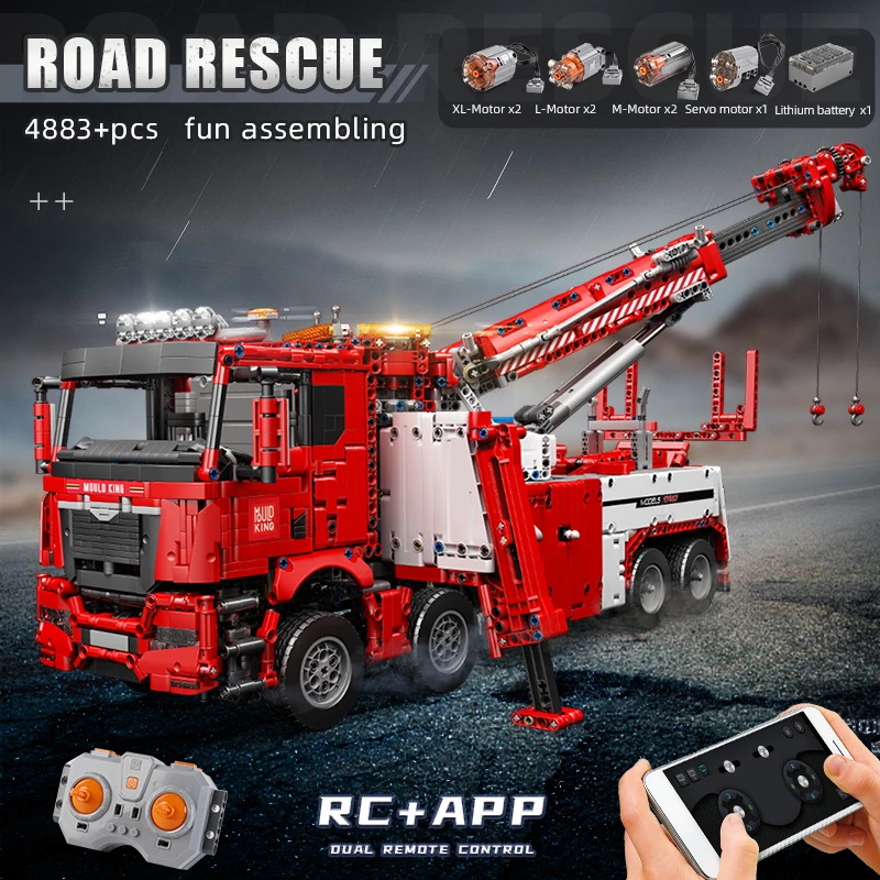 The Fire Rescue Car Building Block Mould King 17027 17028 Motorized Truck Set Assembly Car Education Assembly Brick Toys Kids Christmas Gift-image-1068471156