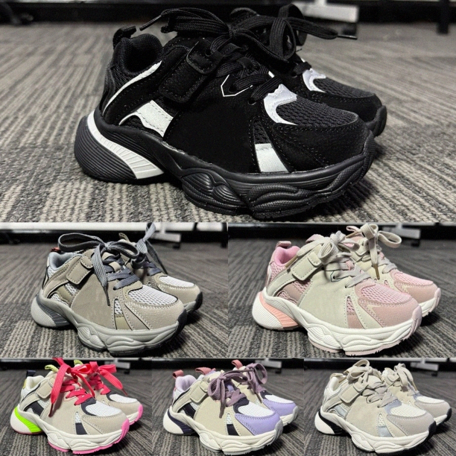 Kids Clunky Sneakers Toddlers Boys Girls Running Shoes Children Sport Trainers Black Pink Grey Sliver Multicolour Beige Hook & Loop ShoiezP#-image-906906159