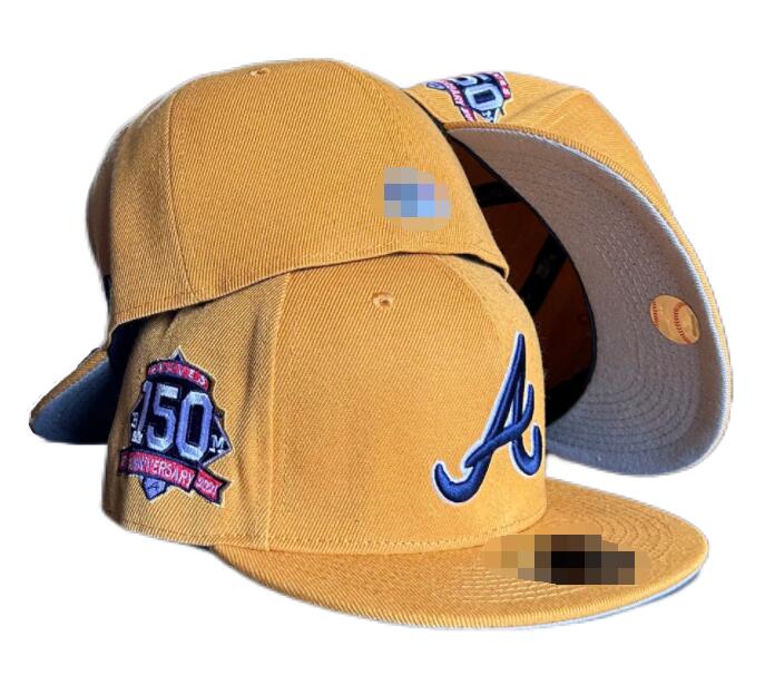 Baseball 2025 Mens Braves Baseball Team 2024 World Series Champions Full Closed Caps Summer Letter Bone Black Color Casual Sport Flat Fitted Hats a0