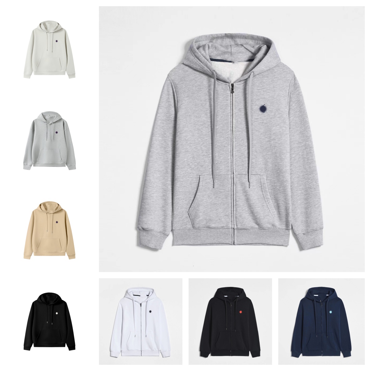Pankaux pour hommes Hoodie Men Full Zip Hoodie Polo Laurenhoodie Pullover Cotton Horse à manches longues décontractées zip