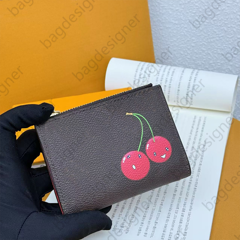 Cherry luxury bag makeup bag cosmetic bag designer wallet women men wallet designer vanity bag card holders cherry denim purse cardholder makeup cos