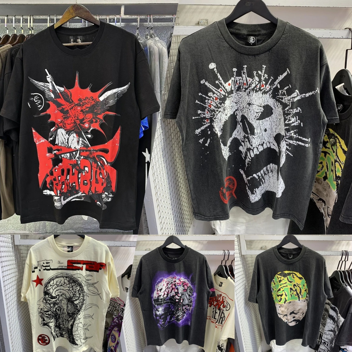 Designer Mens Shirt Gothic Vintage Tshirt Hellness Star Shirt Loose Hip Hop Shirts Casual Streetwear Couple Designer Tees Men j4