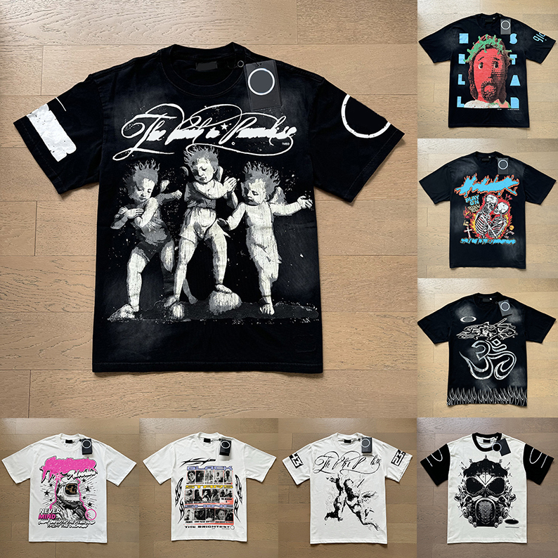 tshirt designer mens t shirt trendy graphic tee for men womens hippie Y2K vintage streetwear washed classic mens tshirts black and white