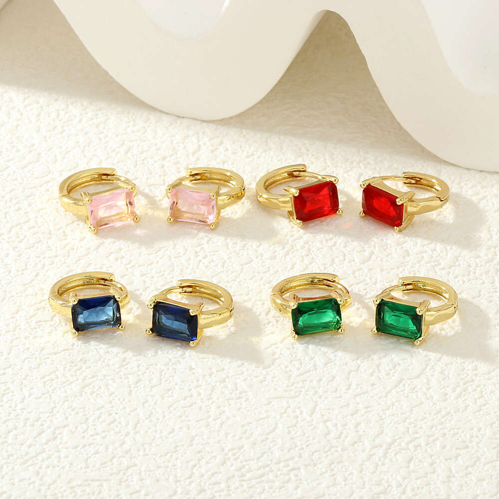 Boucles d'oreilles carrées en nacre verte de style japonais-coréen, bijoux en laiton plaqué or avec motif floral en forme de cœur, clous d'oreill