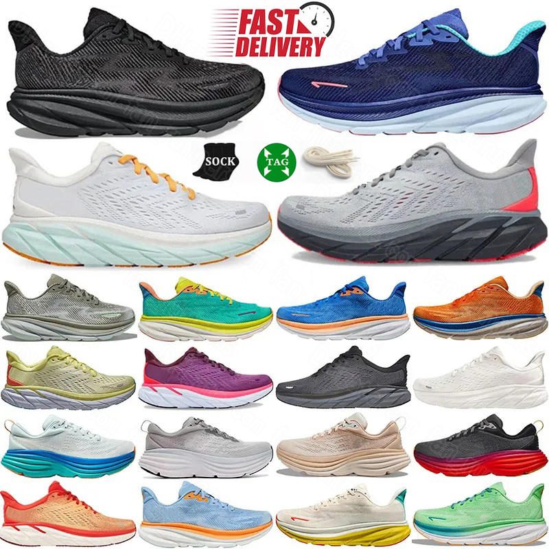 Designer Running shoes Bondi 8 Clifton 9 Athletic Trainers Men Women Classic Triple Black White Song Pink orange Jogging Walking Outdoor Sports S