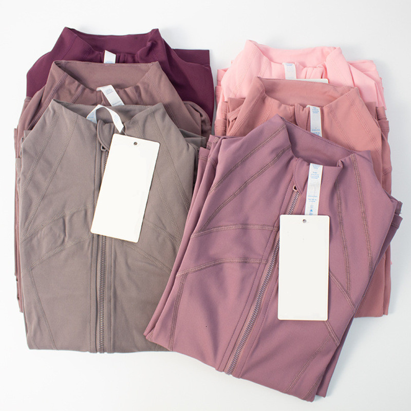 Womens Yoga Outfits long sleeves Jacket Outfit Solid Color Nude Sports Shaping Waist Fitness Jogging Sportswear For Lady