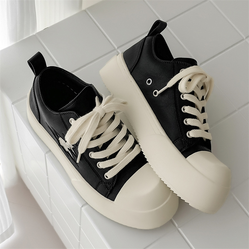 Stylish Fashion Gothic Punk Rock Style Men Women Loafers Thick Sole Height Chunky Comfort Party Design Black Shoes Casual Air Cushion Autumn Winter
