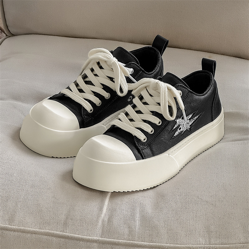 Stylish Fashion Gothic Punk Rock Style Men Women Loafers Thick Sole Height Chunky Comfort Party Design Black Shoes Casual Autumn Winter Shoes Dark M