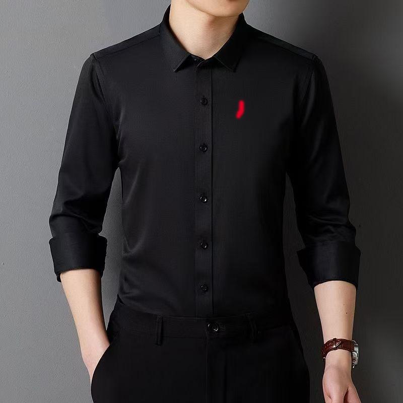 Mens Casual Shirts Long Sleeves Tshirts Tops Lapel Neck Tees Long Designer Autumn Spring Man Shirt Tops Breathable Silk High Street S-3XL
