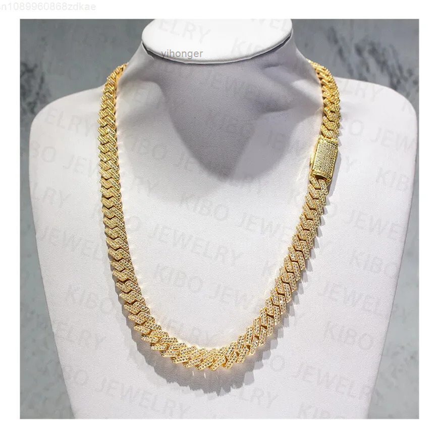 Fashion 2025 Christmas Gift Hip Hop Custom Iced Out 12mm VVS Mossanite 10K Solid Gold Moissanite Cuban Link Chain