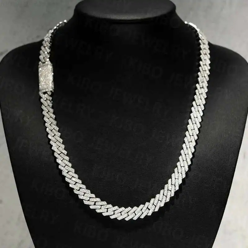 Fashion 2025 Iced out Bling Diamond Hip Hop 8mm Miami Wholesale Cuban Link Chain S925 Sterling Silver Jewelry Moissanite