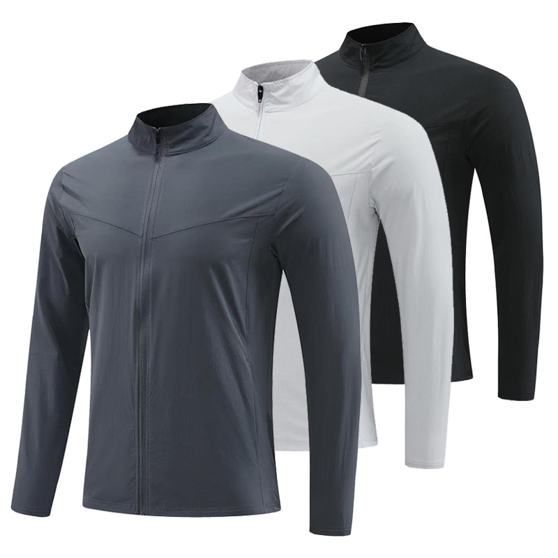 L-673 Men's Windproof Quick-Dry Golf Jacket -Lightweight Zip-Up Stand Collar Sports Coat for man Outdoor Running, Hiking, Gym, Yoga & Traini