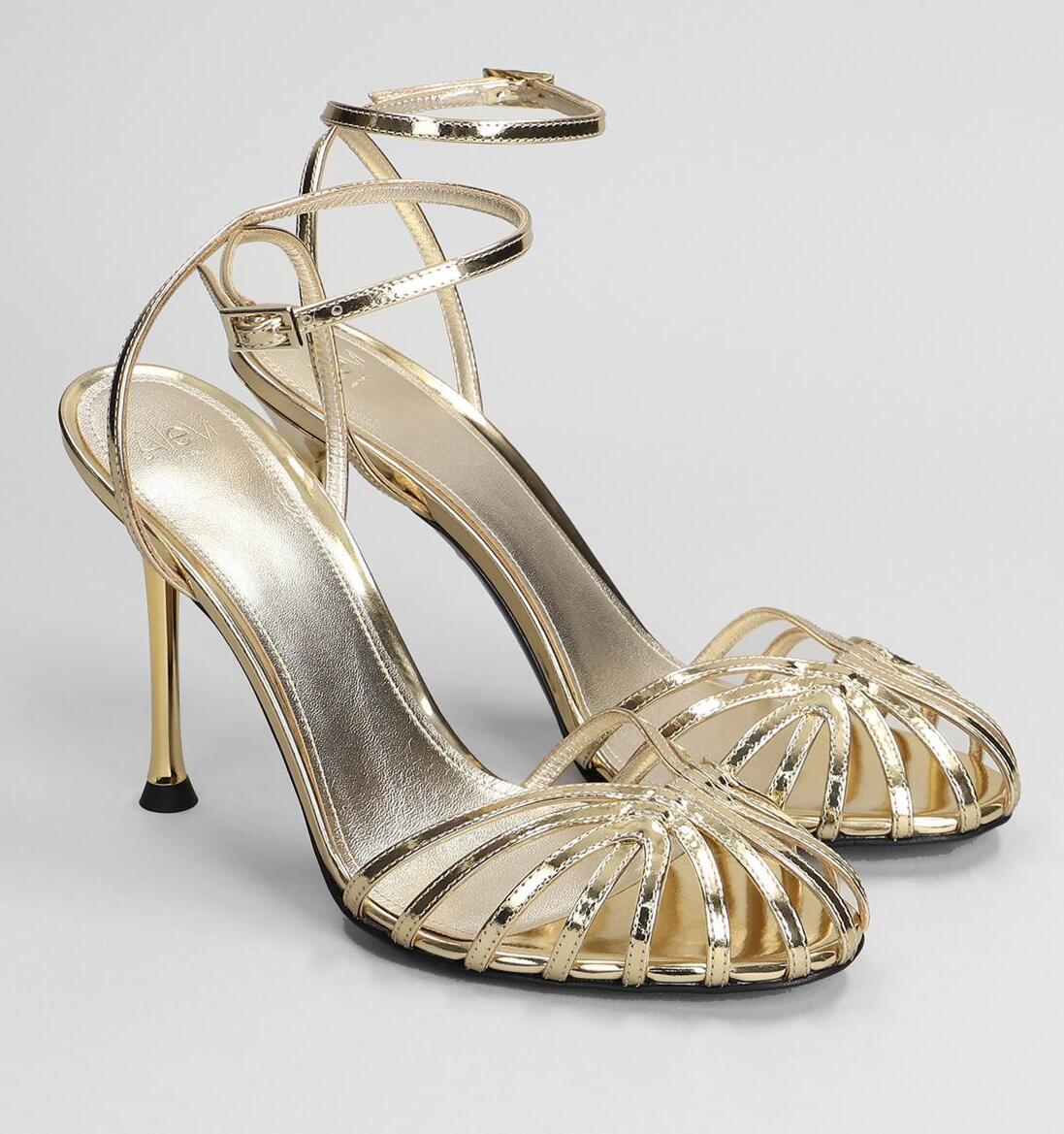 Femmes de luxe d'été Alevi Ally Milano Sandales Chaussures en cuir brevet Lady Party Robe de mariée hautes talons élégants Eu35-43
