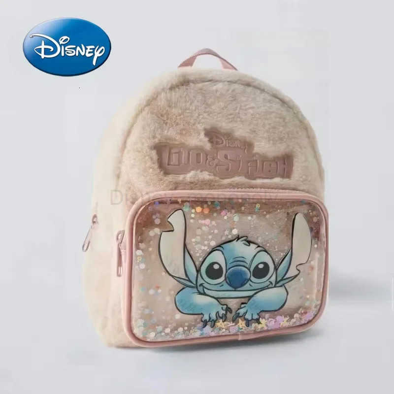 Disney 2025 New Cartoon Stitch Plush Childrens School Bag Kindergarten Cute Fashion Color Blocking Backpack Mini Backpack Z250721