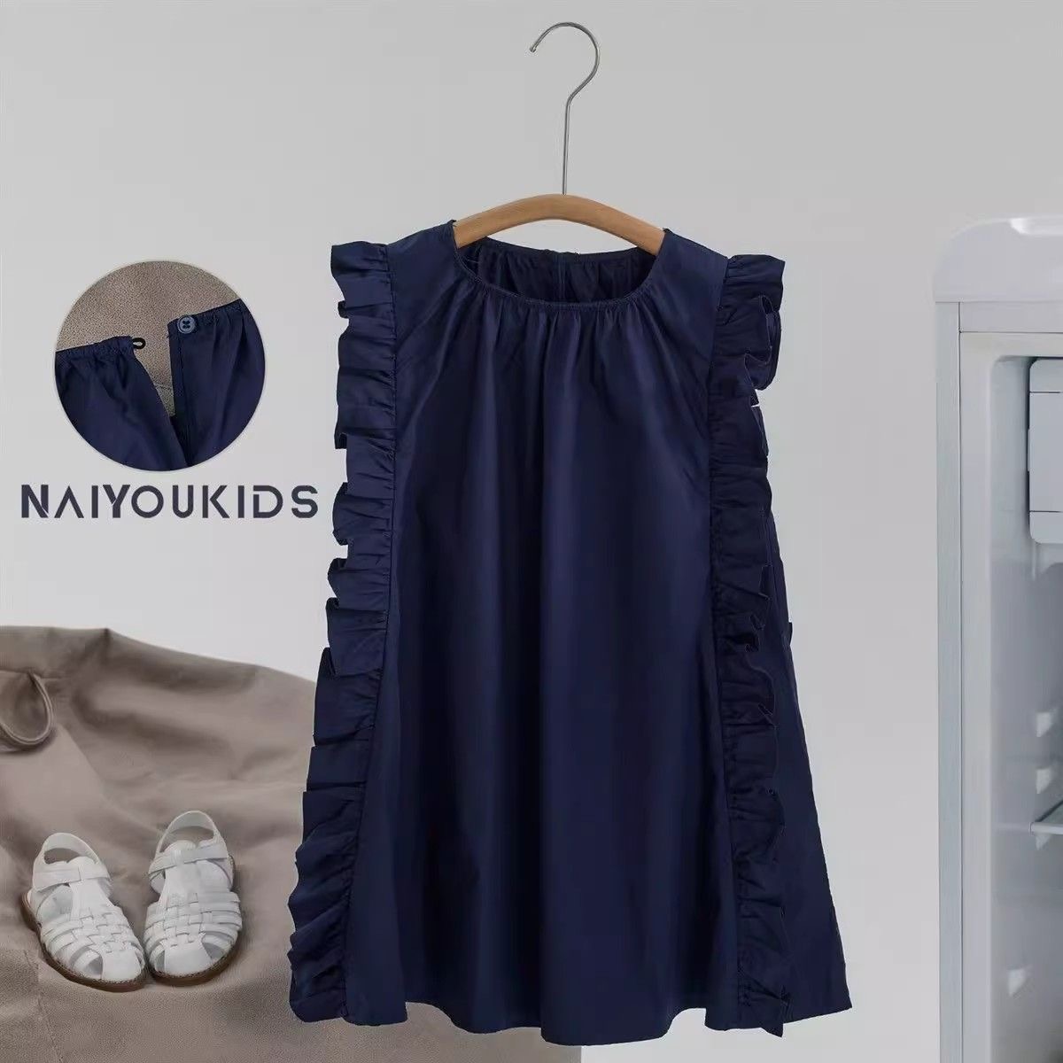 D61 Girls summer new pure cotton dress high-end temperament design fashionable dress sleeveless fashion dress trendy-image-1067523956