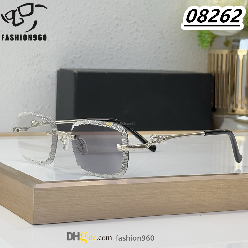 Luxury sunglasses for men women diamond cut photochromism lenses rimless designer glasses gafas de sol hombres buffs clear turn color metal leopard