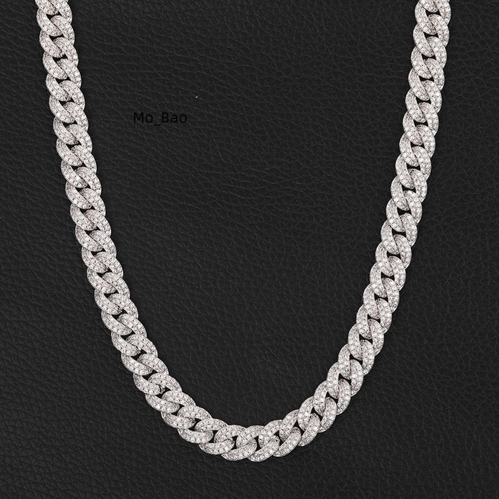 Moissanite Diamond Cuban Chain 925 Sterling Silver Iced Out Hip Hop Jewelry For Men And Women Luxury Trendy Necklace Wholesale