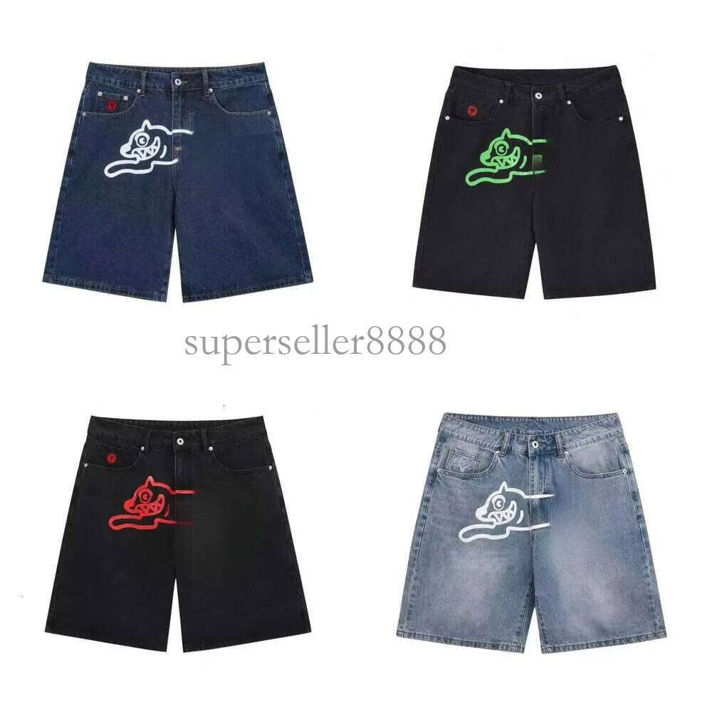 Billionare Boys Club Designer Black Jeans For Mens Fashion BBC Icecream Shorts Brand Denim Jean Man Short Pant Y2k Pants Ink Prints High Quality Fly
