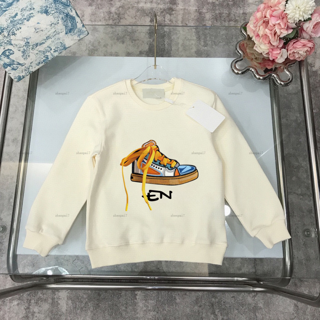 Top baby Hoodies Autumn Round neck child sweater kids designer clothes Shoe pattern print Boys girl sweatshirts A801X22N245-image-1067464302