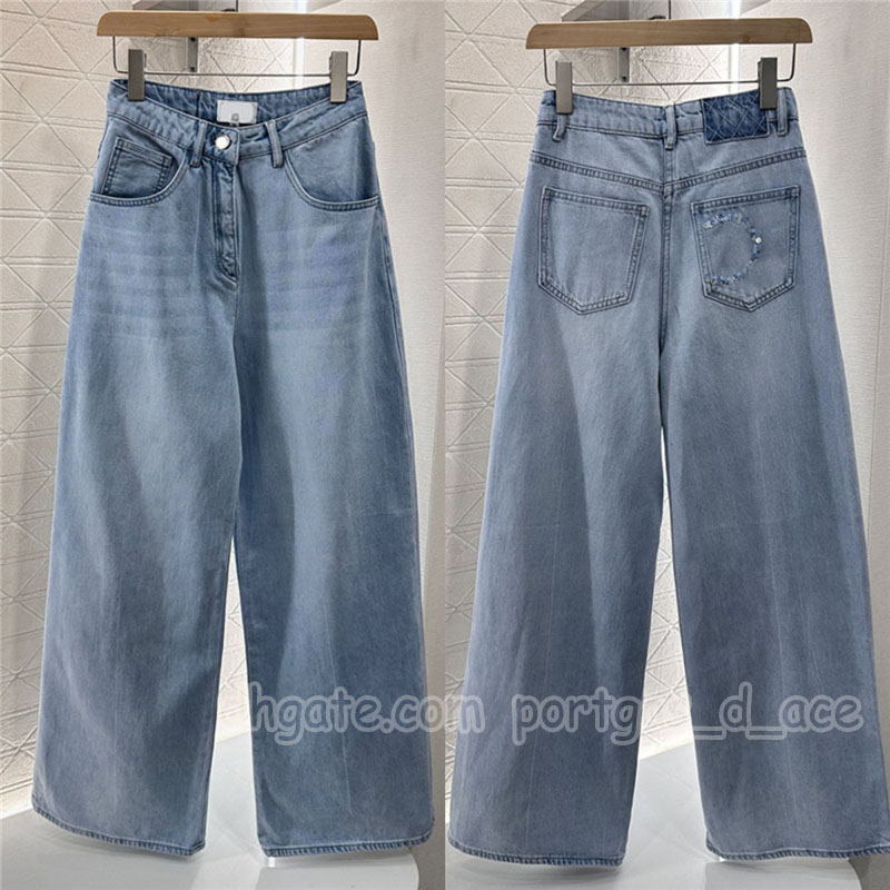 Le lettres de luxe à paillettes larges jeans pour les femmes designer Blue High Wits Denim Pantalon Summer Casual Daily Street Style Hip Hop Jean