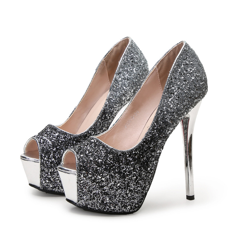 Sexy Peep toe Shinning Women Pumps Luxury Crystal Slingbacks Thin High Heels Spring Summer Nightclub Wedding Party Red Sole Shoes OL Business Design