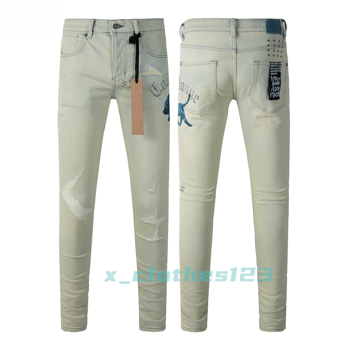 High-quality ksubis Jeans men jeans designer jeans trend design slim fit ripped patch cargo jeans vintage ripped graffiti classics black blue pants