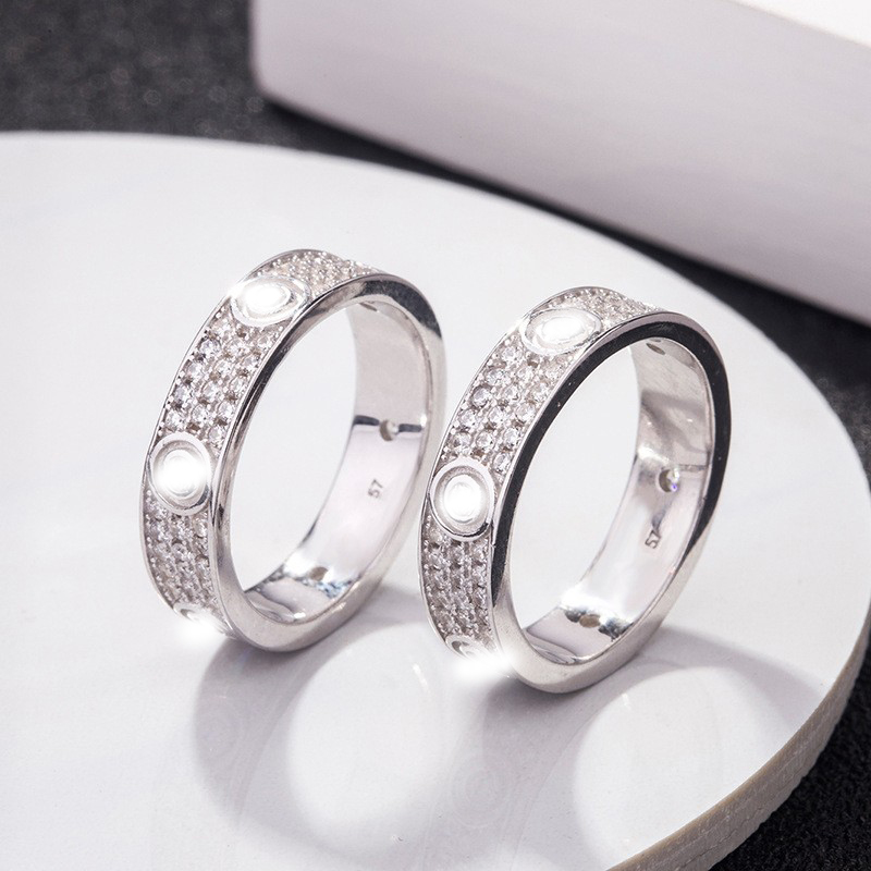 Band Rings 925 Silver Rings Thiner Classic Love Three Rows of Luxury Ring D VVS Moissanite Wedding Engagement Ring Ladies Men