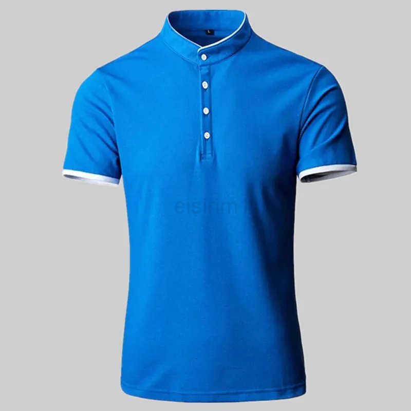 Fashion Brand Polo Shirt Mens Summer Mandarin Collar Slim Fit Solid Color Button Breathable Casual Polos Mens T-shirts Top Z250722