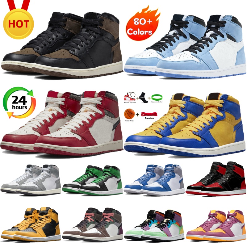 High 1 basketball shoes mens womens sports sneakers white black toe Lost and found bred Patent Green Glow men women designer outdoor trainers bre