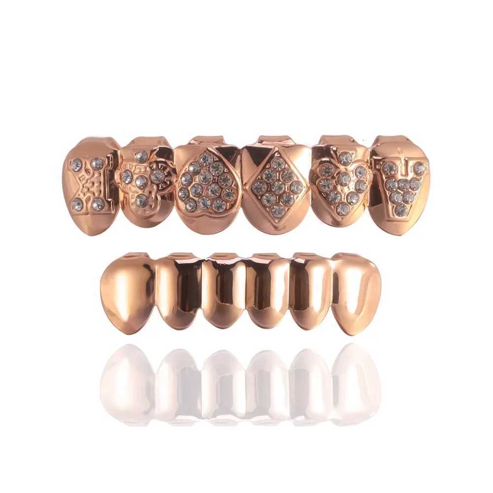 Hip Hop CZ Teeth Grillz Set Top Bottom Mouth Gold Silver Color Teeth Grills Tooth Caps Removable Dental Fashion Jewelry XJ250722-image-1067712361