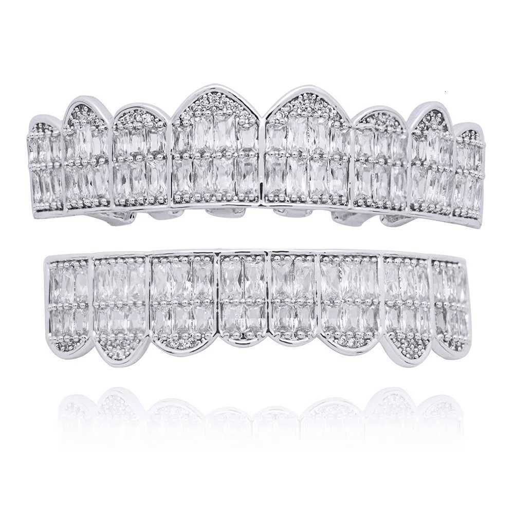 Instead of Grillz Teeth Baguettes Zircon Bling Iced Out Men Women Hip Hop Tooth Grills Caps Copper Fashion Jewelry Free ShippingXJ250722-image-1067712405