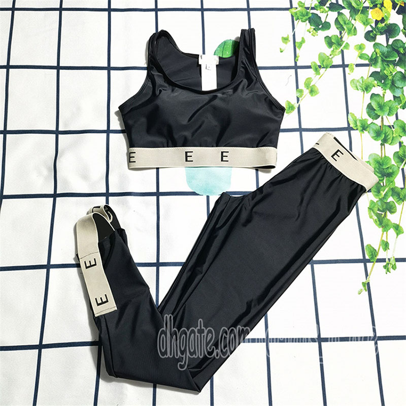 Luxury Women Yoga Tank Leggings Tracksuits Designer Letters Webbing Yoga Outfits Sleeveless Cropped Sports Tanks Skinny Jogging Leggings Summer B