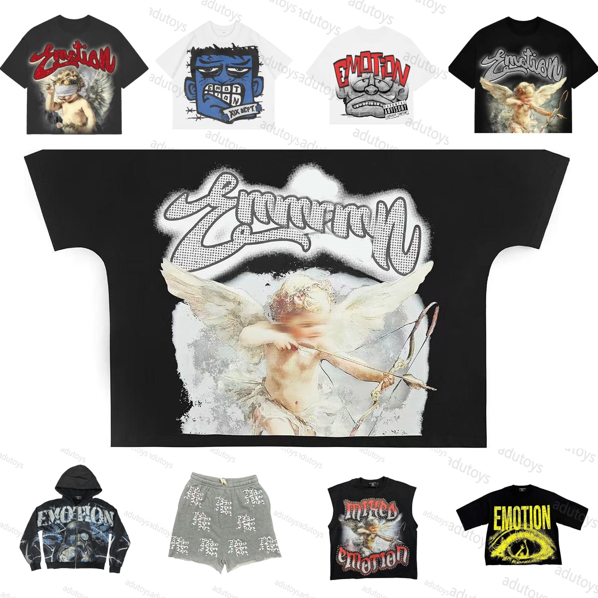 Designer mixed emotion T-shirt Shorts y2k Shirt Boxy Fit Clothing MIXEDEMOTION Skulls Print Shirt Breathe Clothes Men High Quality Casual T-shirt
