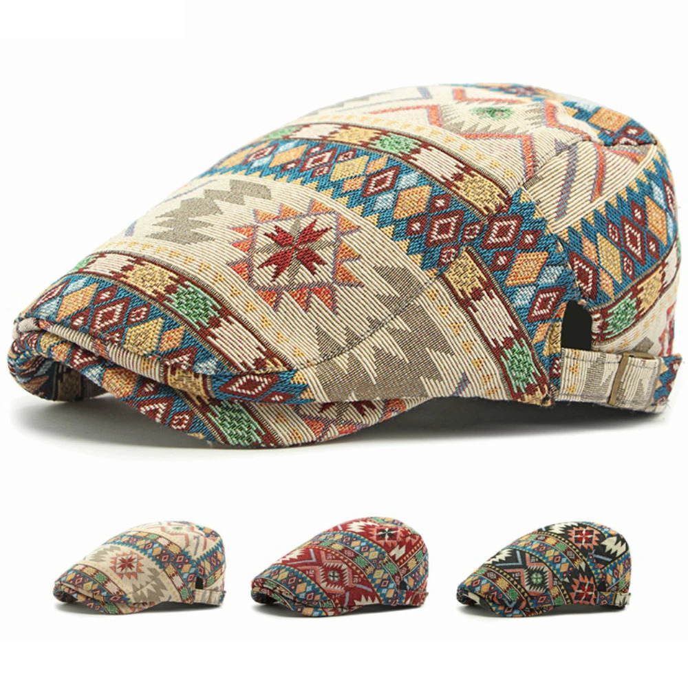 HT4559 Men Women Beret Stylish Jacquard Ivy Flat Cap Spring Autumn Artist Painter Beret Hat Male Female Adjustable Beret Cap 250722