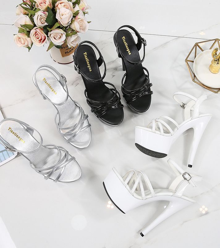 Sexy Peep toe Women Solid Pumps Luxury Thin High Heels Buckle Strap Sandals Spring Summer Nightclub Wedding Party Shoes OL Business Designer Casual