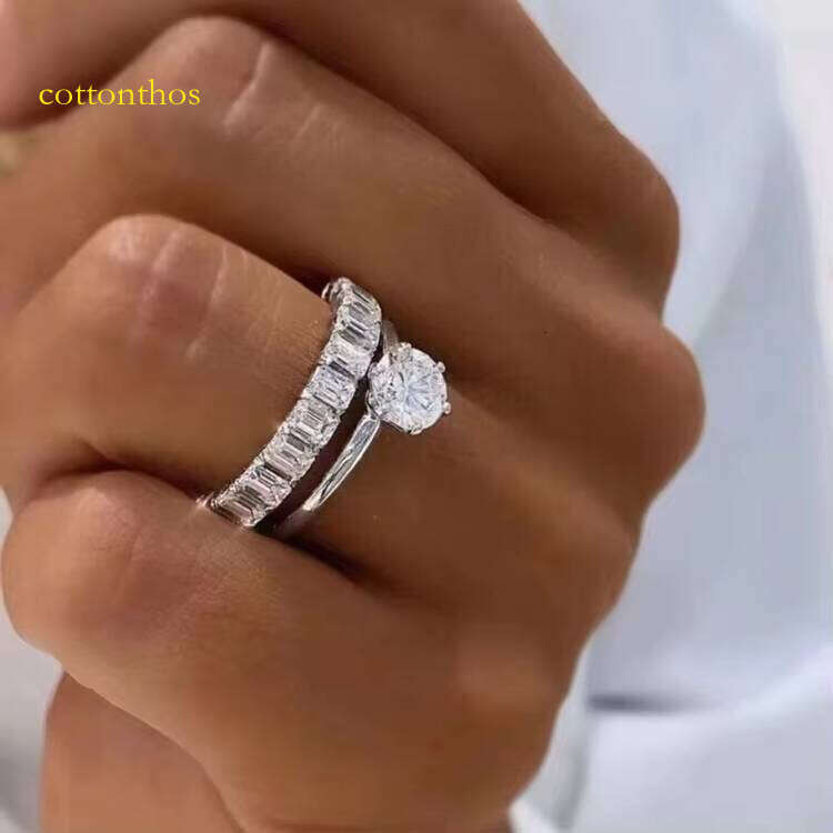 Custom 1CT 1.5CT 2CT 2.5CT 3CT D VVS White Moissanite 9K 14K Solitaire Dia Engagement Wedding Gold Ring