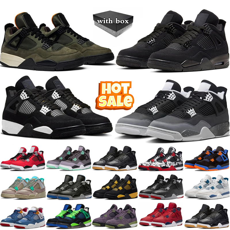 4 4s Basketball Shoes men Military Black Cat Pine Green White Oreo Red Thunder Cement Medium Olive Sail Mens Trainers Outdoors Sneakers With box-image-905690560