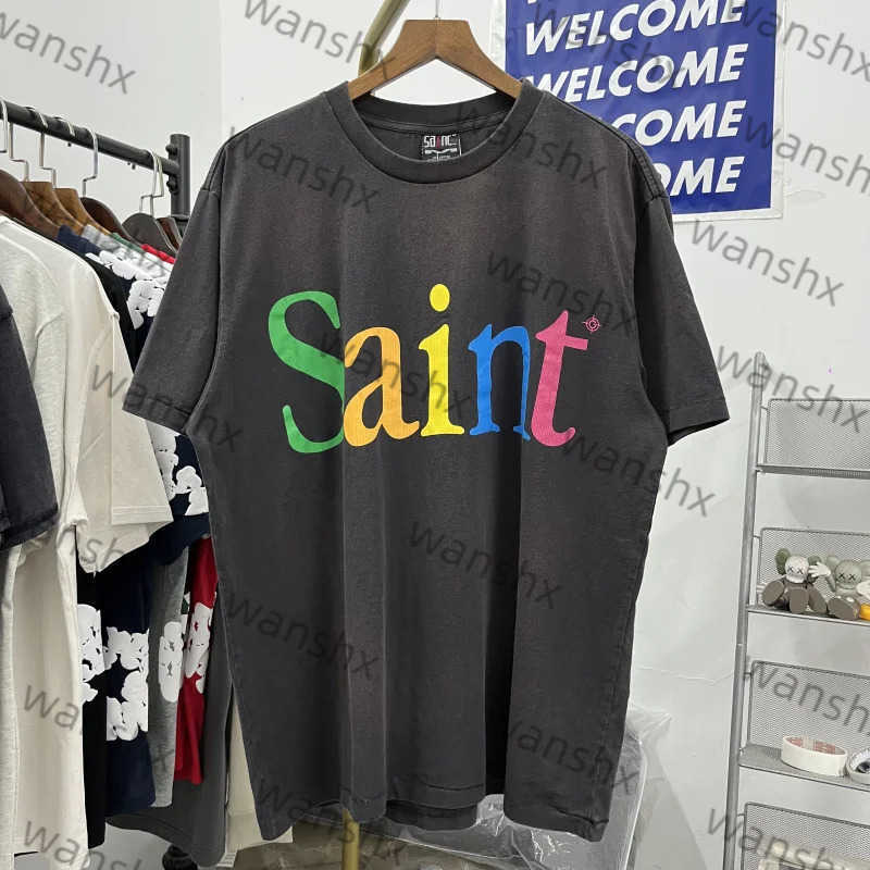 Saint Vintage Do Old Graffiti Painted RIPS Rainbow Lettering Design Vintage T-shirt Short Sleeve High Quality T260929