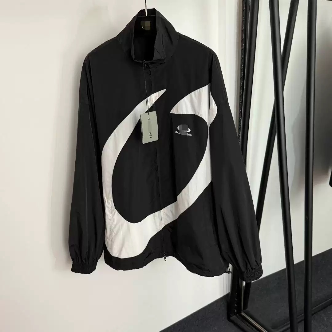 New logo embroidery color-blocking pattern stand-up collar designer long-sleeved windbreaker zipper jacket for both men and women